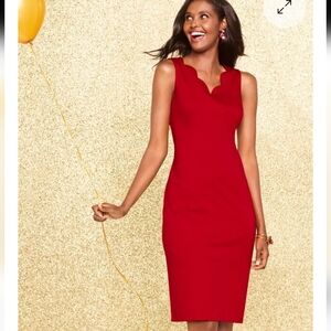 Talbots Scallop V-Neck Sheath Dress Red Size 8